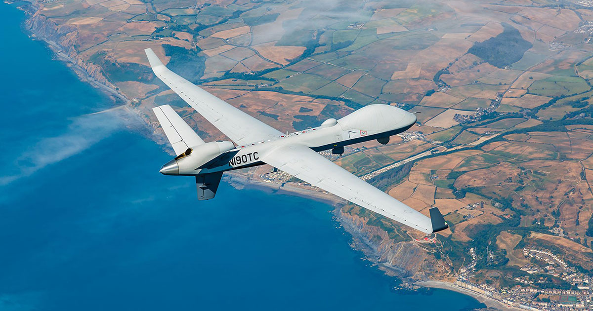 MQ-9B’s industry-leading endurance enables long-range, multi-domain surveillance over land and sea.